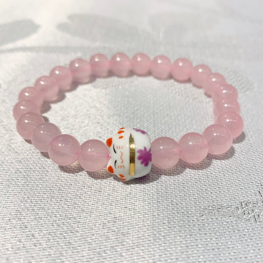 Luckycat bracelets （Pink JadeStone）
