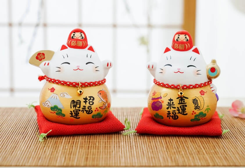  XIGUI Lucky Cat,Beckoning Ceramic Maneki Neko Lucky